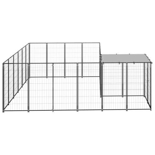 Fekete acél kutyakennel 8,47 m²