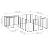 Fekete acél kutyakennel 8,47 m²