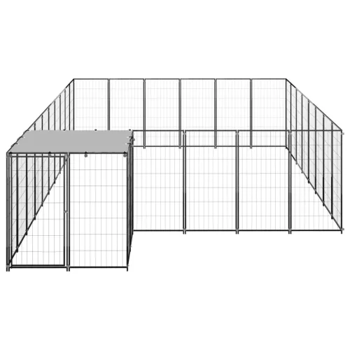 Fekete acél kutyakennel 15,73 m²