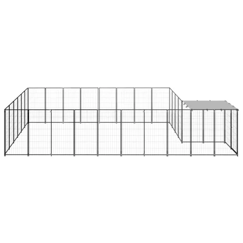 Fekete acél kutyakennel 15,73 m²