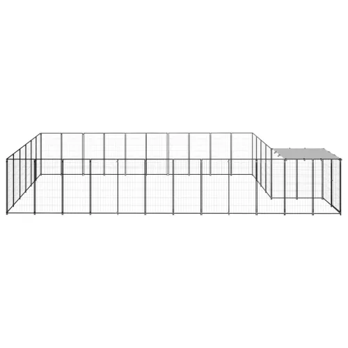 Fekete acél kutyakennel 19,36 m²