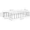 Fekete acél kutyakennel 19,36 m²