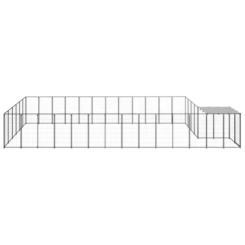 Fekete acél kutyakennel 22,99 m²