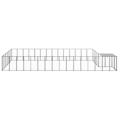 Fekete acél kutyakennel 26,62 m²