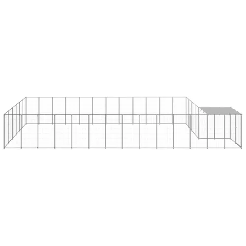 Ezüstszínű acél kutyakennel 22,99 m²