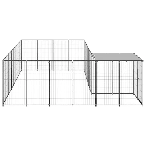 Fekete acél kutyakennel 10,89 m²