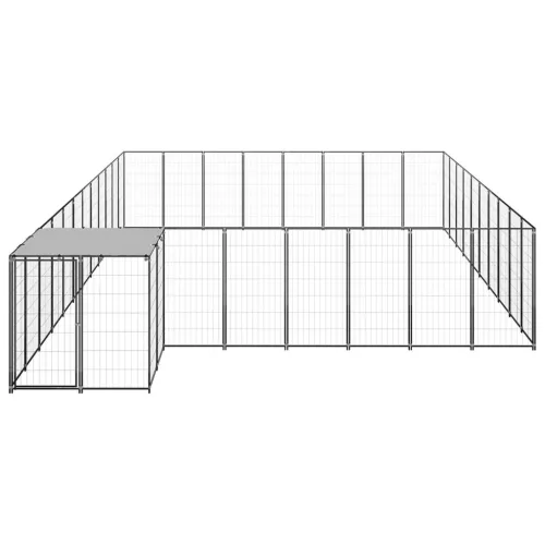 Fekete acél kutyakennel 25,41 m²
