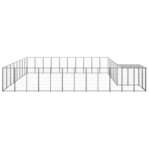 Fekete acél kutyakennel 25,41 m²