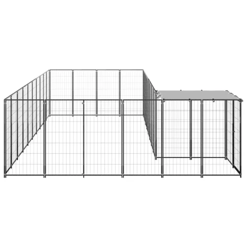 Fekete acél kutyakennel 19,36 m²