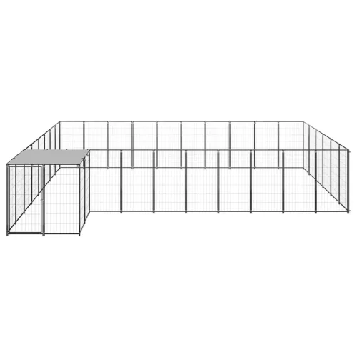 Fekete acél kutyakennel 19,36 m²