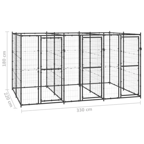 Kültéri acél kutyakennel 7,26 m²
