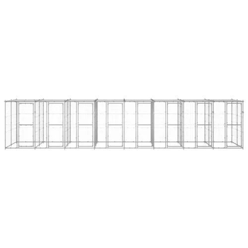 Kültéri horganyozott acél kutyakennel tetővel 19,36 m²