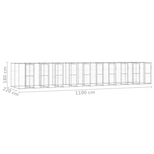 Kültéri horganyozott acél kutyakennel 24,2 m²