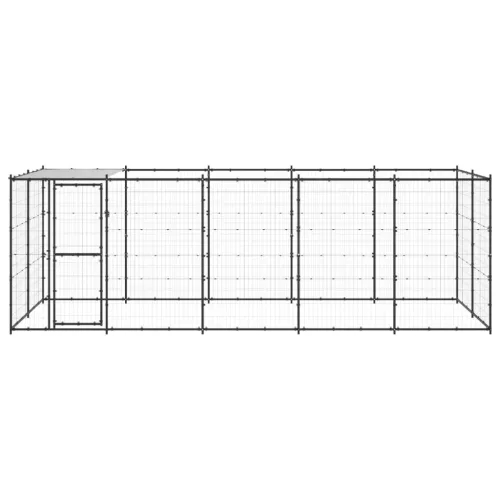 Kültéri acél kutyakennel tetővel 12,1 m²