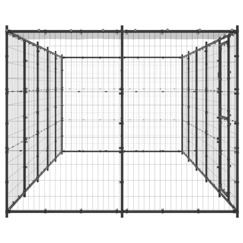 Kültéri acél kutyakennel tetővel 12,1 m²