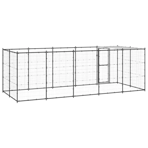 Kültéri acél kutyakennel tetővel 12,1 m²