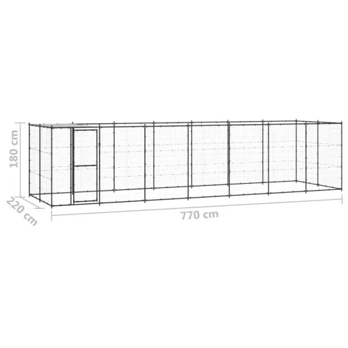 Kültéri acél kutyakennel tetővel 16,94 m²