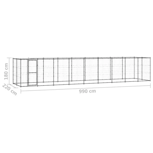 Kültéri acél kutyakennel tetővel 21,78 m²