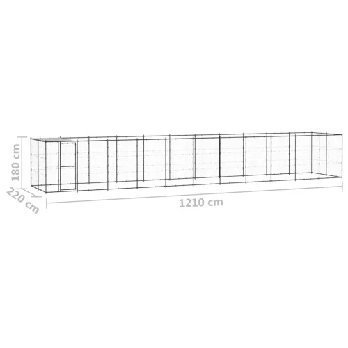 Kültéri acél kutyakennel tetővel 26,62 m²