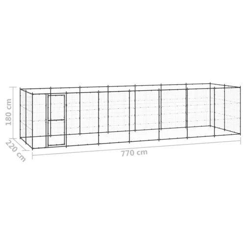 Kültéri acél kutyakennel 16,94 m²