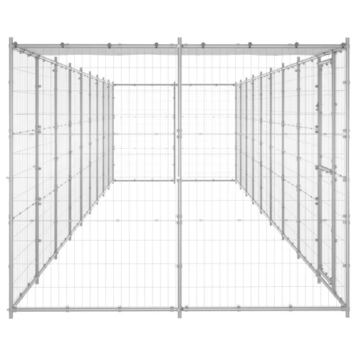 Kültéri horganyozott acél kutyakennel tetővel 21,78 m²