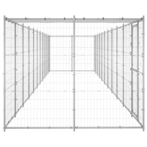 Kültéri horganyozott acél kutyakennel tetővel 26,62 m²