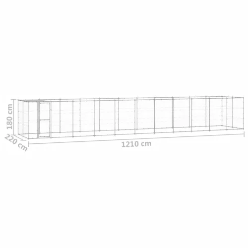 Kültéri horganyozott acél kutyakennel tetővel 26,62 m²