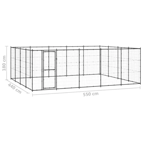 Kültéri acél kutyakennel 24,2 m²