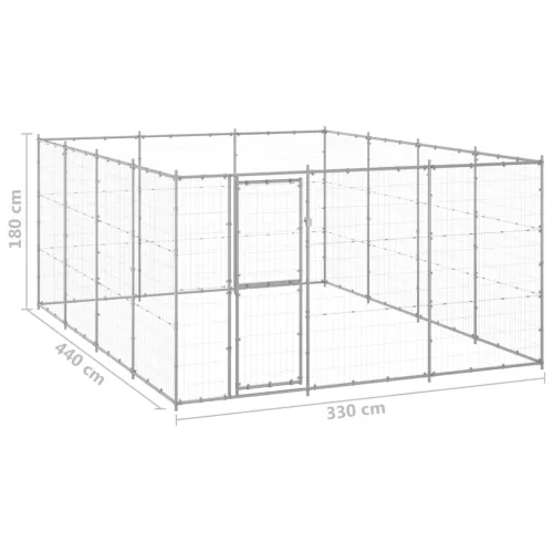 Kültéri horganyozott acél kutyakennel 14,52 m²