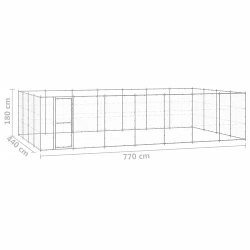Kültéri horganyozott acél kutyakennel 33,88 m²