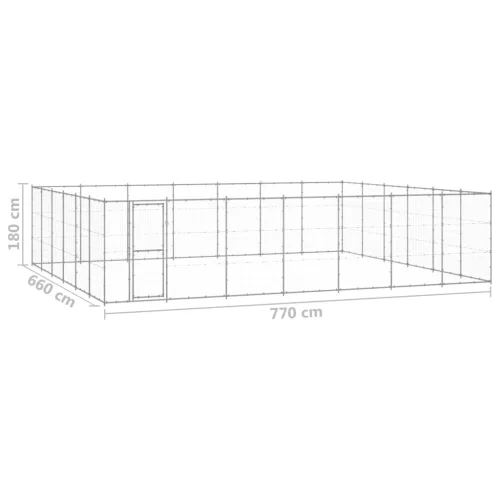 Kültéri horganyozott acél kutyakennel 50,82 m²