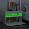 Fehér éjjeliszekrény LED-lámpákkal 60x35x40 cm szerelt fa