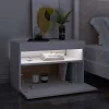 2 db fehér éjjeliszekrény LED-lámpákkal 60x35x40 cm szerelt fa
