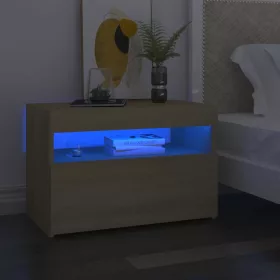   Sonoma tölgyszínű éjjeliszekrény LED-lámpákkal 60x35x40 cm