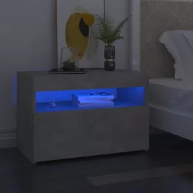   Betonszürke éjjeliszekrény LED-lámpákkal 60 x 35 x 40 cm