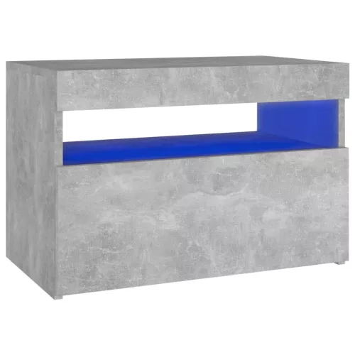 Betonszürke éjjeliszekrény LED-lámpákkal 60 x 35 x 40 cm