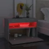 2 db betonszürke éjjeliszekrény LED-lámpákkal 60 x 35 x 40 cm