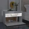 2 db magasfényű fehér éjjeliszekrény LED-lámpákkal 60x35x40 cm