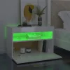 2 db magasfényű fehér éjjeliszekrény LED-lámpákkal 60x35x40 cm