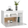 2 db magasfényű fehér éjjeliszekrény LED-lámpákkal 60x35x40 cm
