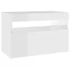 2 db magasfényű fehér éjjeliszekrény LED-lámpákkal 60x35x40 cm