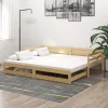 Tömör fenyőfa kihúzható kanapéágy 2 x (90 x 200) cm