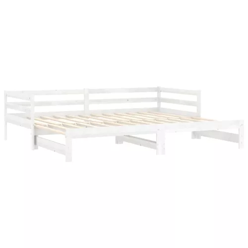 Fehér tömör fenyőfa kihúzható kanapéágy 2 x (90 x 200) cm