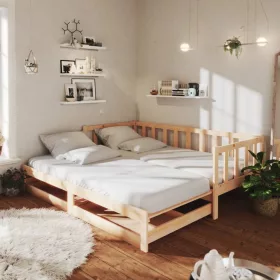 Tömör fenyőfa kihúzható kanapéágy 2 x (90 x 200) cm