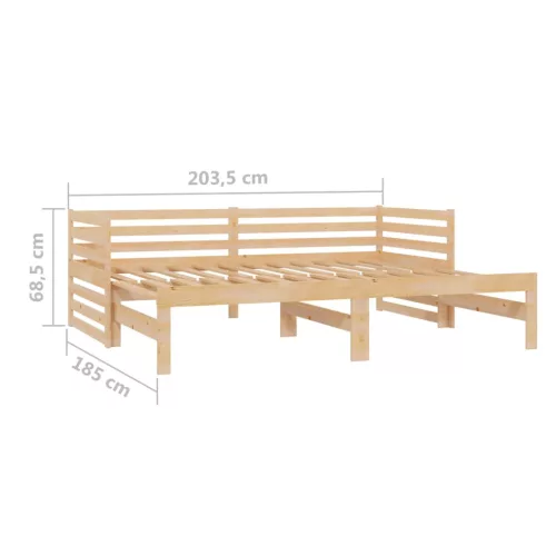 Tömör fenyőfa kihúzható kanapéágy 2 x (90 x 200) cm