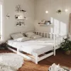 Fehér tömör fenyőfa kihúzható kanapéágy 2 x (90 x 200) cm