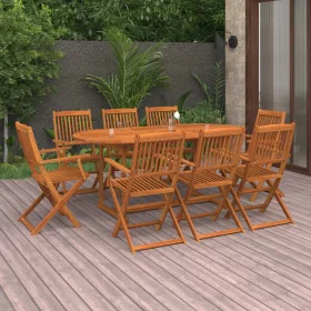   9 részes tömör akácfa kerti étkezőgarnitúra 180 x 90 x 75 cm