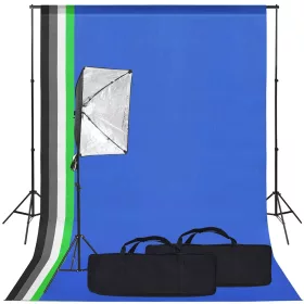   Fotóstúdió-felszerelés softbox lámpával és háttérrel