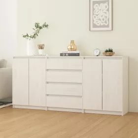 3 db fehér tömör fenyőfa kisszekrény