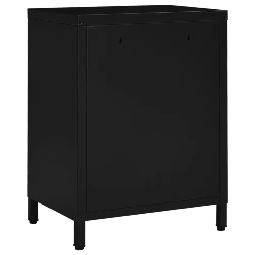 2 db fekete acél és üveg éjjeliszekrény 40 x 30 x 54,5 cm